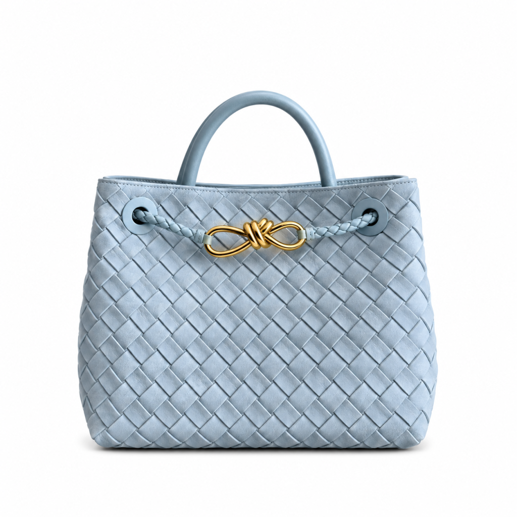 Bottega Veneta Small Andiamo Glacial Blue Suede