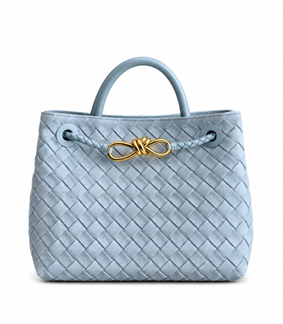 Bottega Veneta Small Andiamo Glacial Blue Suede