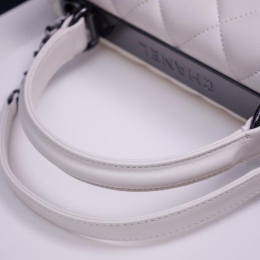 Chanel Small Trendy CC Flap Bag White Lambskin So Black 20cm - Image 9