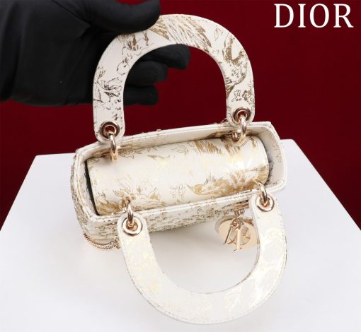 Dior Mini Lady Dior White Gold Toile de Jouy Embroidered - Image 7
