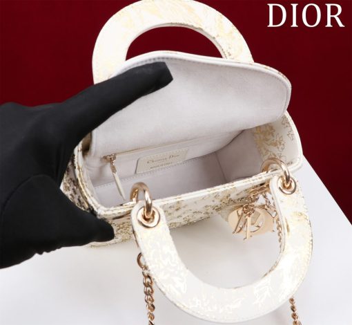 Dior Mini Lady Dior White Gold Toile de Jouy Embroidered - Image 6