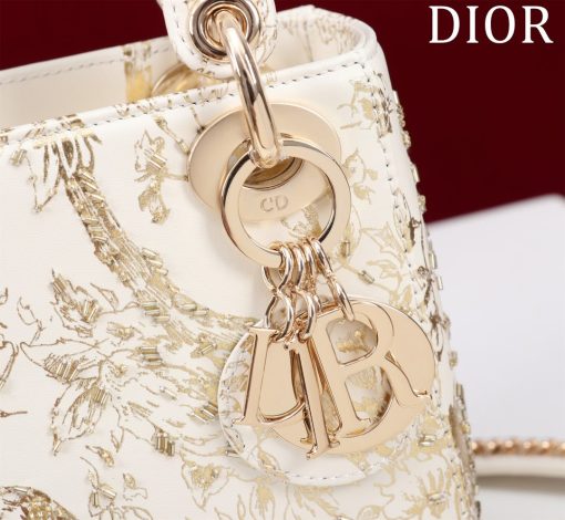 Dior Mini Lady Dior White Gold Toile de Jouy Embroidered - Image 4