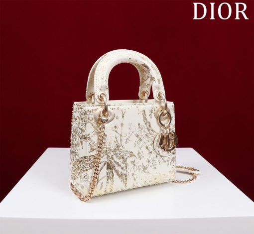 Dior Mini Lady Dior White Gold Toile de Jouy Embroidered - Image 2