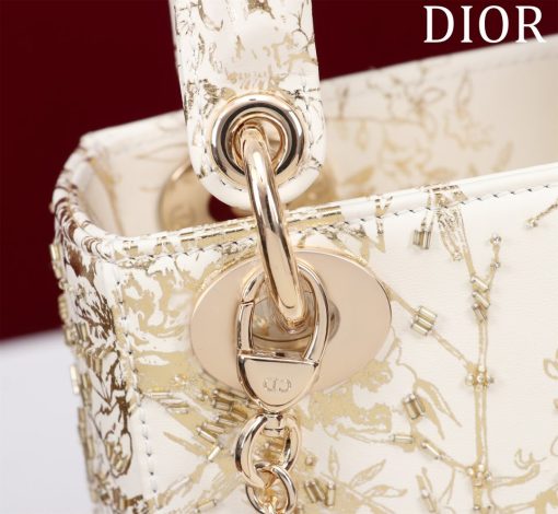 Dior Mini Lady Dior White Gold Toile de Jouy Embroidered - Image 5