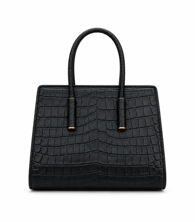 Bottega Veneta Arco Tote Croc-Embossed Leather Black