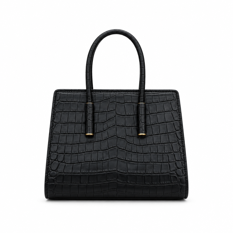 Bottega Veneta Arco Tote Croc-Embossed Leather Black