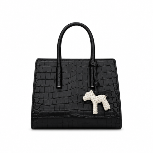Bottega Veneta Arco Tote Croc-Embossed Leather Black detail