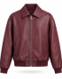Bottega Veneta Leather Bomber Jacket Burgundy Front View