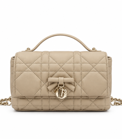 Dior Miss Dior Mini Bag Milk Tea Cannage Lambskin