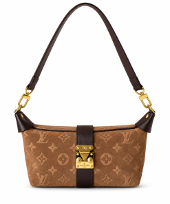 Louis Vuitton S-Lock East-West Baguette Bag Caramel Suede