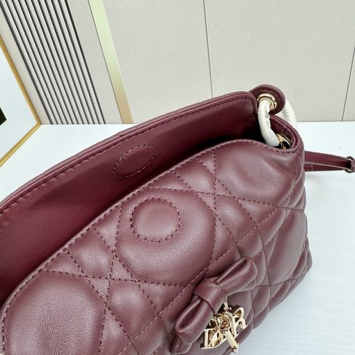 Dior Jolie Top Handle Bag Burgundy Cannage Lambskin - Image 5