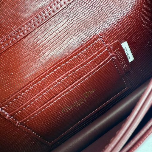 Dior Miss Dior Top Handle Pouch Burgundy Lizard Leather - Image 8