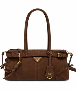 Prada Suede Tote Bag - Brown
