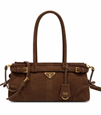 Prada Suede Tote Bag - Brown