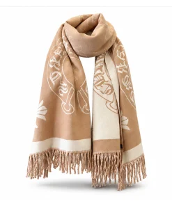 Chrome Hearts Cashmere Scarf Camel Floral Cross