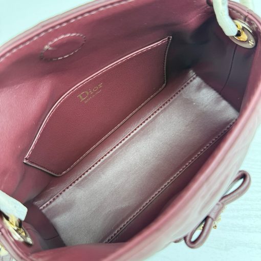 Dior Jolie Top Handle Bag Burgundy Cannage Lambskin - Image 4