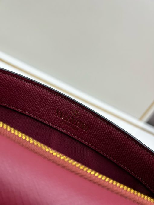 Valentino Garavani Locò Small Bag Burgundy Calfskin Gold Hardware - Image 6