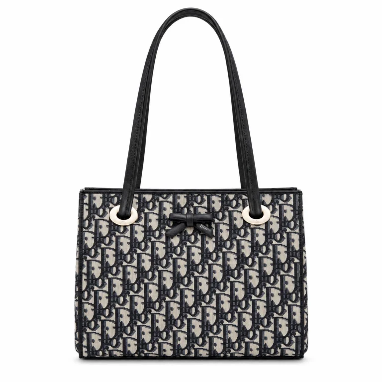 Dior Trotter Bow Tote Bag Black Oblique Canvas