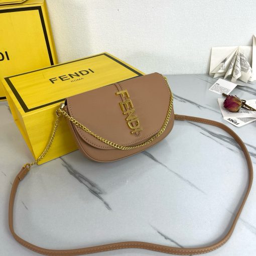 FENDI C'mon Mini Saddle Bag - Tan - Image 2