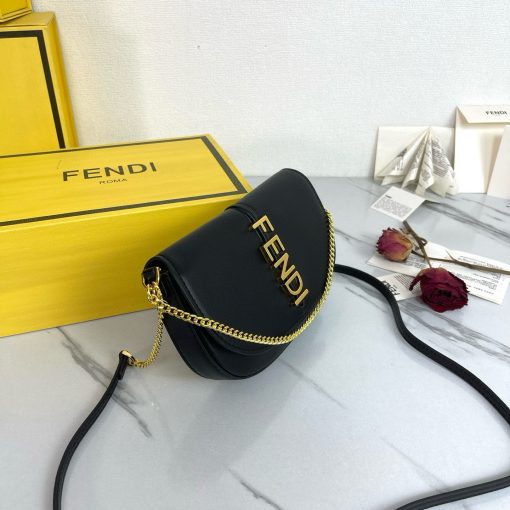 FENDI C'mon Mini Saddle Bag - Black - Image 2