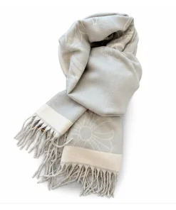 Chrome Hearts Cashmere Scarf Silver Grey Floral Cross