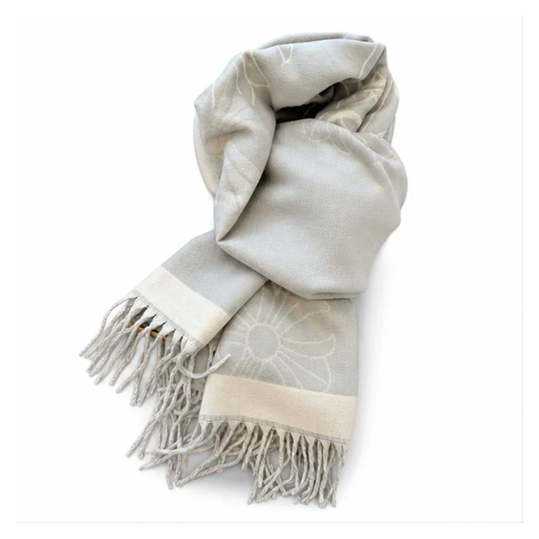 Chrome Hearts Cashmere Scarf Silver Grey Floral Cross