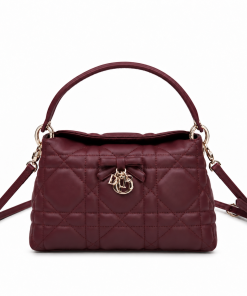 Dior Jolie Top Handle Bag Burgundy Cannage Lambskin
