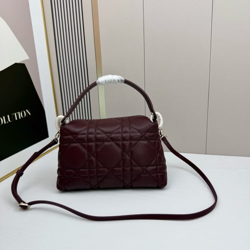 Dior Jolie Top Handle Bag Burgundy Cannage Lambskin - Image 9
