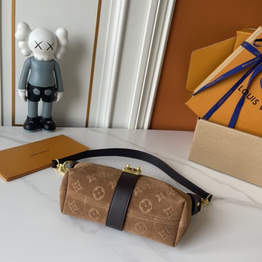 Louis Vuitton S-Lock East-West Baguette Bag Caramel Suede - Image 7