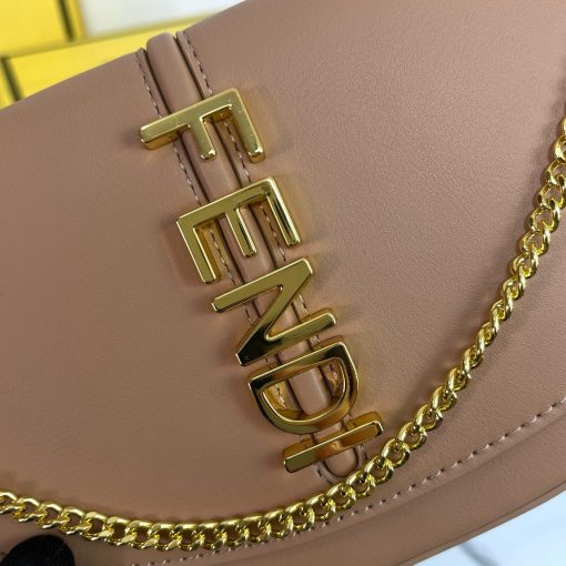 FENDI C'mon Mini Saddle Bag - Tan - Image 9