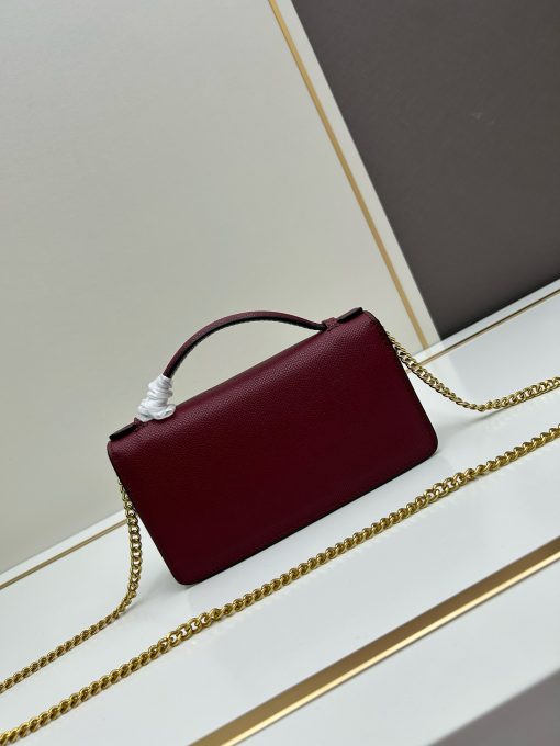 Valentino Garavani Locò Small Bag Burgundy Calfskin Gold Hardware - Image 3