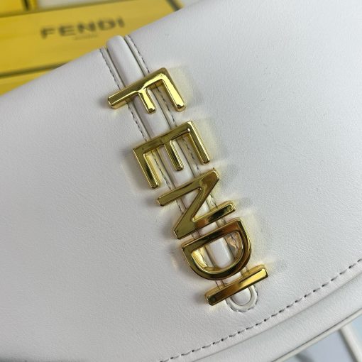 FENDI C'mon Mini Saddle Bag - White - Image 8