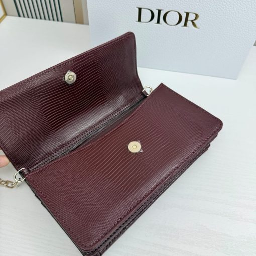 Dior Miss Dior Top Handle Pouch Burgundy Lizard Leather - Image 5