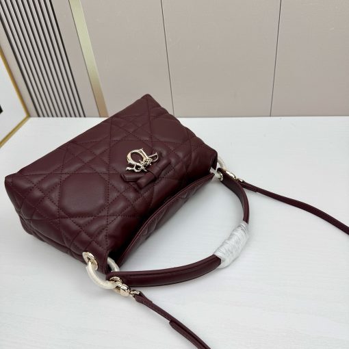 Dior Jolie Top Handle Bag Burgundy Cannage Lambskin - Image 2