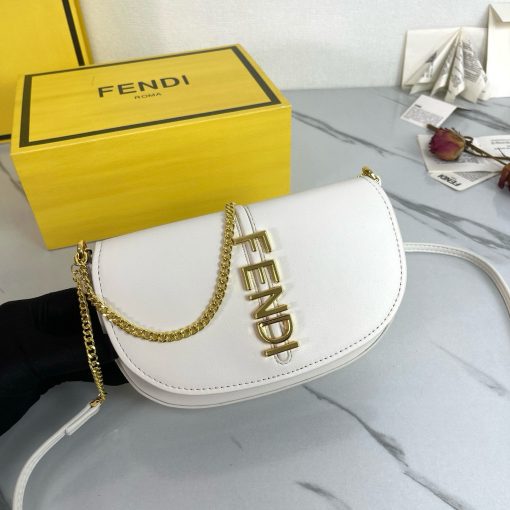 FENDI C'mon Mini Saddle Bag - White - Image 4