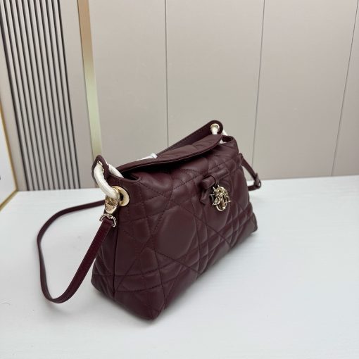 Dior Jolie Top Handle Bag Burgundy Cannage Lambskin - Image 7