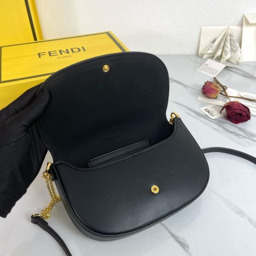 FENDI C'mon Mini Saddle Bag - Black - Image 6