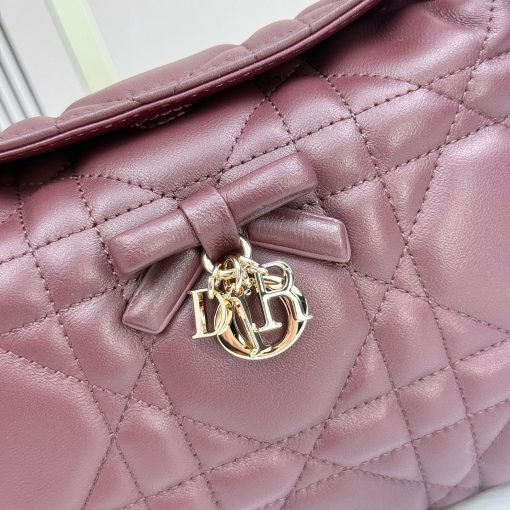 Dior Jolie Top Handle Bag Burgundy Cannage Lambskin - Image 8