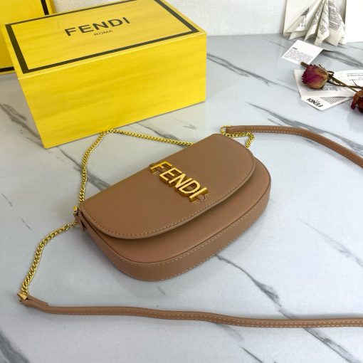 FENDI C'mon Mini Saddle Bag - Tan - Image 4