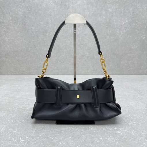 Balmain Anthem Belted Shoulder Bag Black Leather Gold Hardware - Image 3