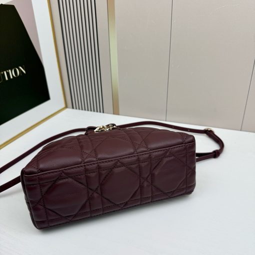 Dior Jolie Top Handle Bag Burgundy Cannage Lambskin - Image 6
