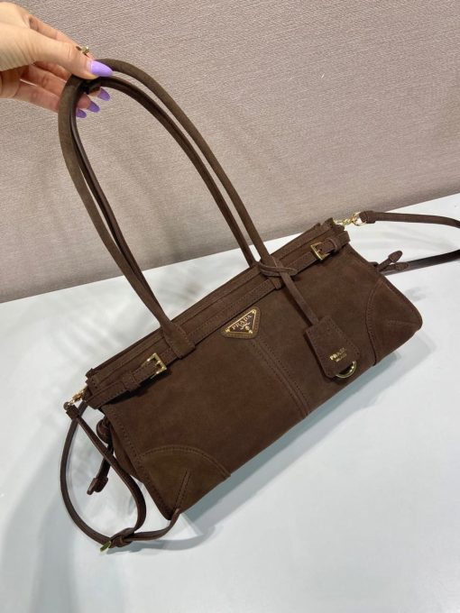 Prada Suede Tote Bag - Brown - Image 3