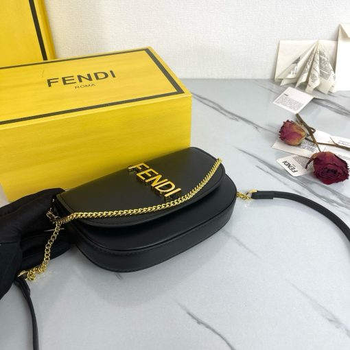 FENDI C'mon Mini Saddle Bag - Black - Image 5