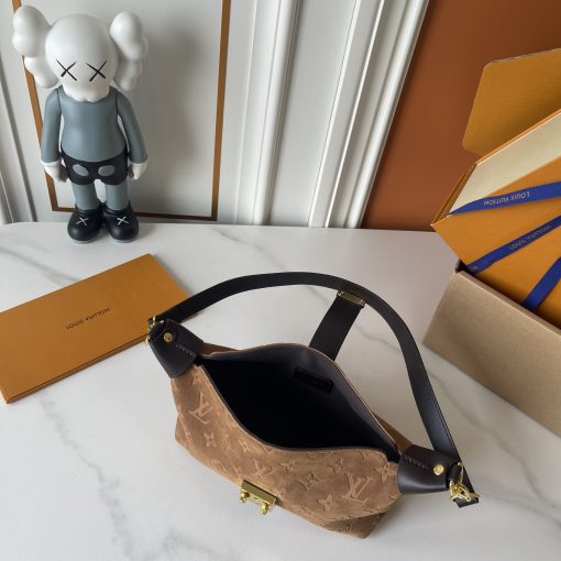 Louis Vuitton S-Lock East-West Baguette Bag Caramel Suede - Image 4