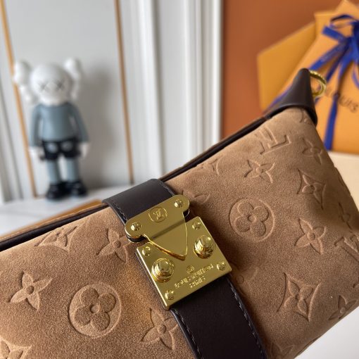 Louis Vuitton S-Lock East-West Baguette Bag Caramel Suede - Image 5