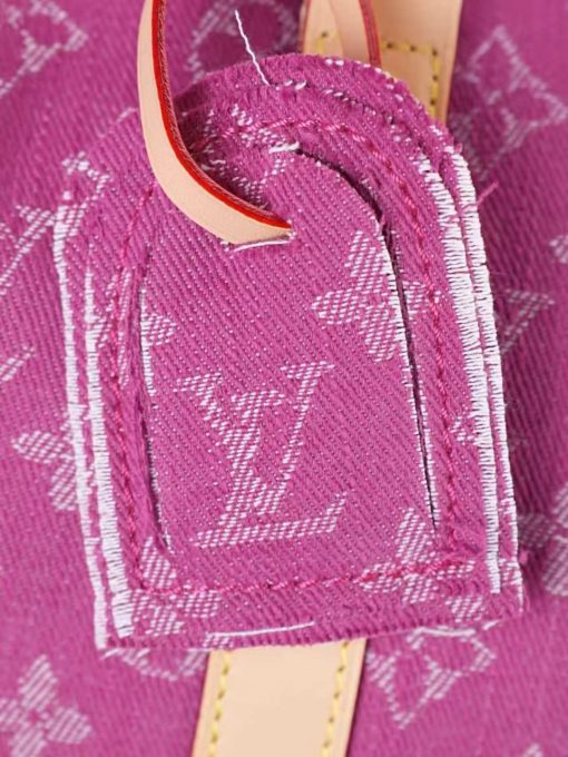 Louis Vuitton Keepall Bandouliere 45 Pink Monogram Denim Gold Hardware - Image 5