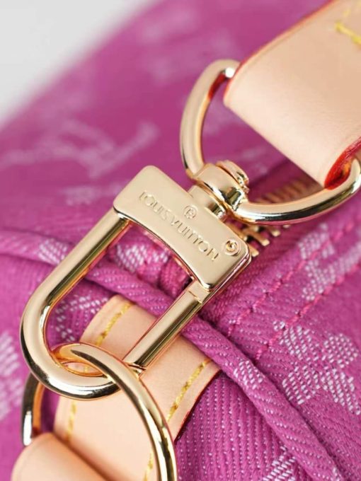 Louis Vuitton Keepall Bandouliere 45 Pink Monogram Denim Gold Hardware - Image 7