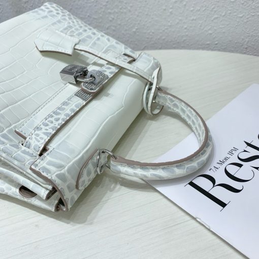 Hermes Kelly 28 Matte Niloticus Crocodile Himalaya Retourne - Image 2