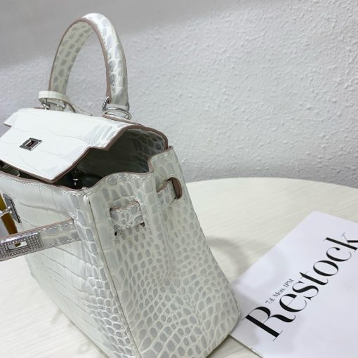 Hermes Kelly 28 Matte Niloticus Crocodile Himalaya Retourne - Image 3