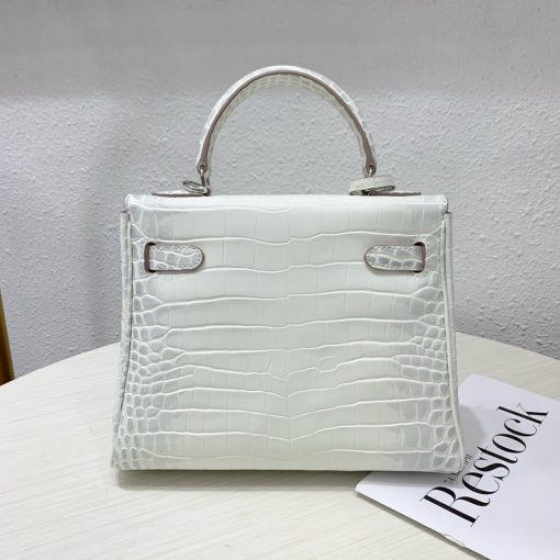 Hermes Kelly 28 Matte Niloticus Crocodile Himalaya Retourne - Image 13